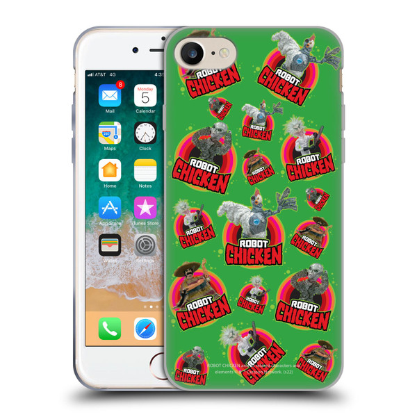 Robot Chicken Graphics Icons Soft Gel Case for Apple iPhone 7 / 8 / SE 2020 & 2022