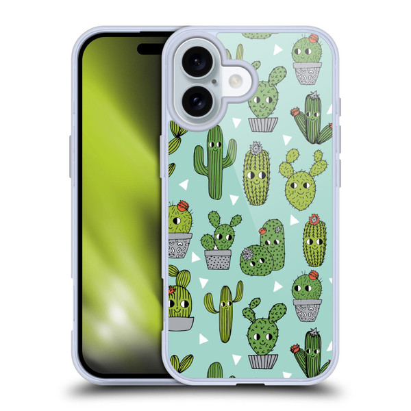 Andrea Lauren Design Plant Pattern Happy Cactus Soft Gel Case for Apple iPhone 16