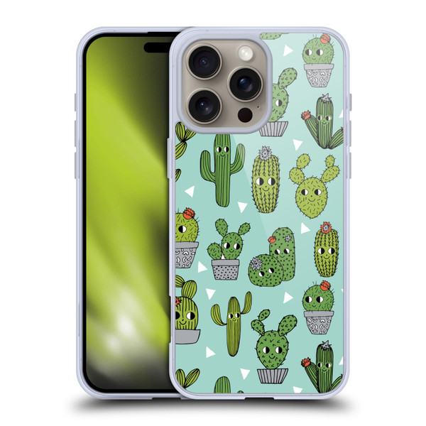 Andrea Lauren Design Plant Pattern Happy Cactus Soft Gel Case for Apple iPhone 16 Pro Max