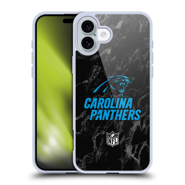 NFL Carolina Panthers Graphics Coloured Marble Soft Gel Case for Apple iPhone 16 Plus