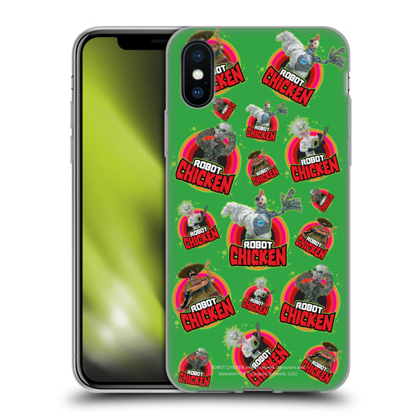 Robot Chicken Graphics Icons Soft Gel Case for Apple iPhone X / iPhone XS