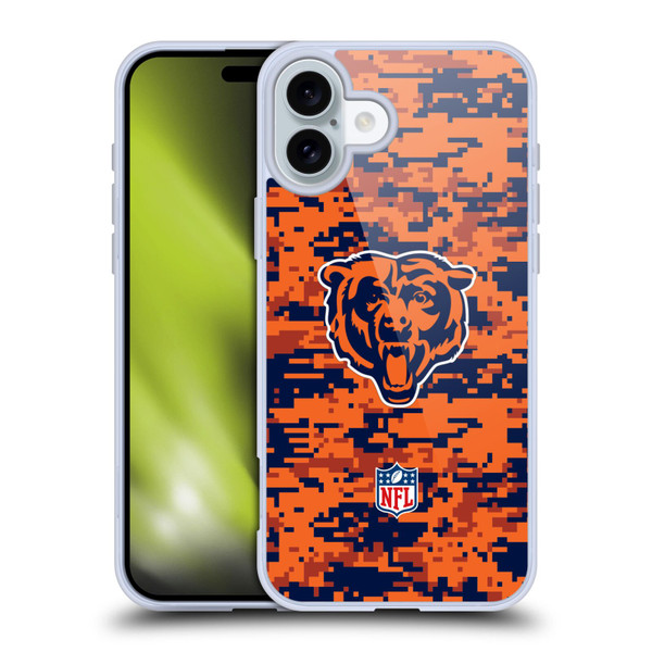 NFL Chicago Bears Graphics Digital Camouflage Soft Gel Case for Apple iPhone 16 Plus