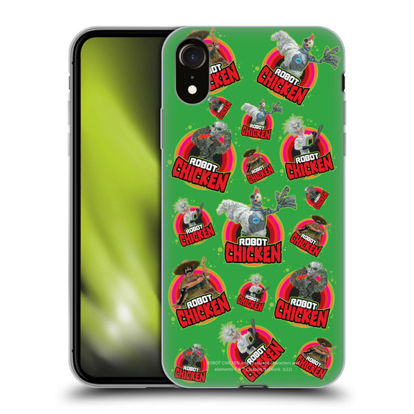 Robot Chicken Graphics Icons Soft Gel Case for Apple iPhone XR