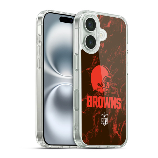 NFL Cleveland Browns Graphics Coloured Marble Soft Gel Case for Apple iPhone 16 & MagSafe
