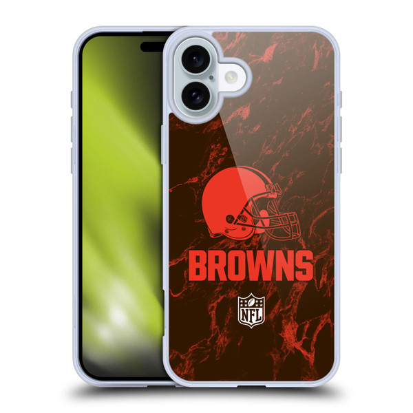NFL Cleveland Browns Graphics Coloured Marble Soft Gel Case for Apple iPhone 16 Plus