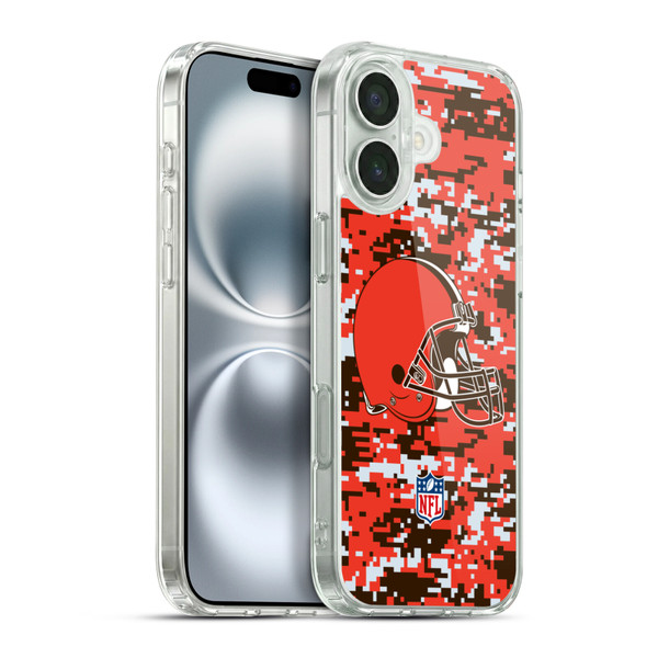 NFL Cleveland Browns Graphics Digital Camouflage Soft Gel Case for Apple iPhone 16 Plus & MagSafe