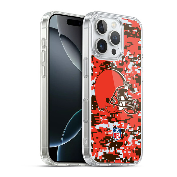 NFL Cleveland Browns Graphics Digital Camouflage Soft Gel Case for Apple iPhone 16 Pro & MagSafe