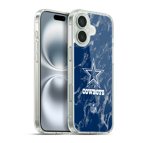 NFL Dallas Cowboys Graphics Coloured Marble Soft Gel Case for Apple iPhone 16 Plus & MagSafe