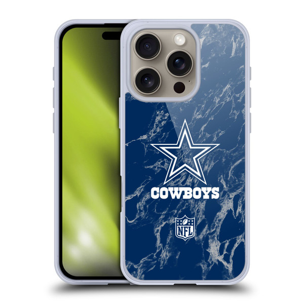 NFL Dallas Cowboys Graphics Coloured Marble Soft Gel Case for Apple iPhone 16 Pro