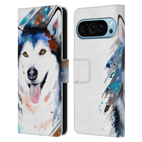Pixie Cold Animals Husky Leather Book Wallet Case Cover For Google Pixel 9 / Pixel 9 Pro