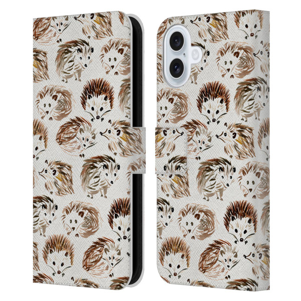 Cat Coquillette Animals Hedgehogs Leather Book Wallet Case Cover For Apple iPhone 16 Plus