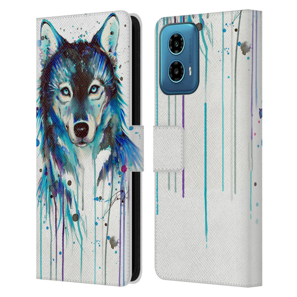 Pixie Cold Animals Ice Wolf Leather Book Wallet Case Cover For Motorola Moto G34 5G