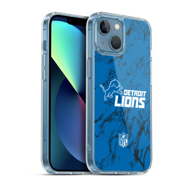 NFL Detroit Lions Graphics Coloured Marble Soft Gel Case for Apple iPhone 13 Mini & MagSafe