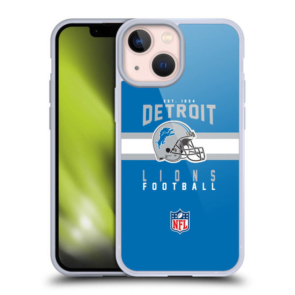 NFL Detroit Lions Graphics Helmet Typography Soft Gel Case for Apple iPhone 13 Mini