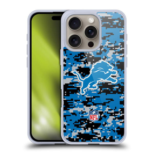 NFL Detroit Lions Graphics Digital Camouflage Soft Gel Case for Apple iPhone 16 Pro