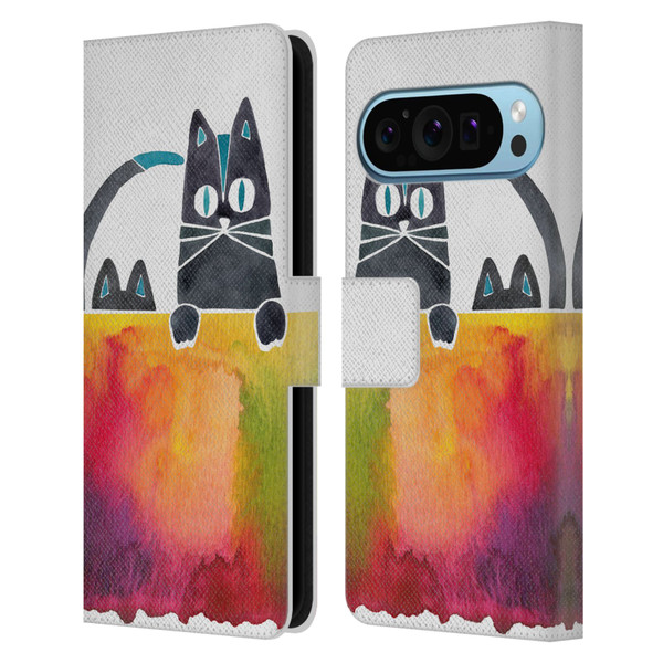 Cat Coquillette Animals 2 Cats Leather Book Wallet Case Cover For Google Pixel 9 / Pixel 9 Pro