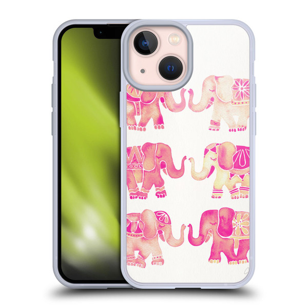 Cat Coquillette Animals 2 Pink Elephants Soft Gel Case for Apple iPhone 13 Mini
