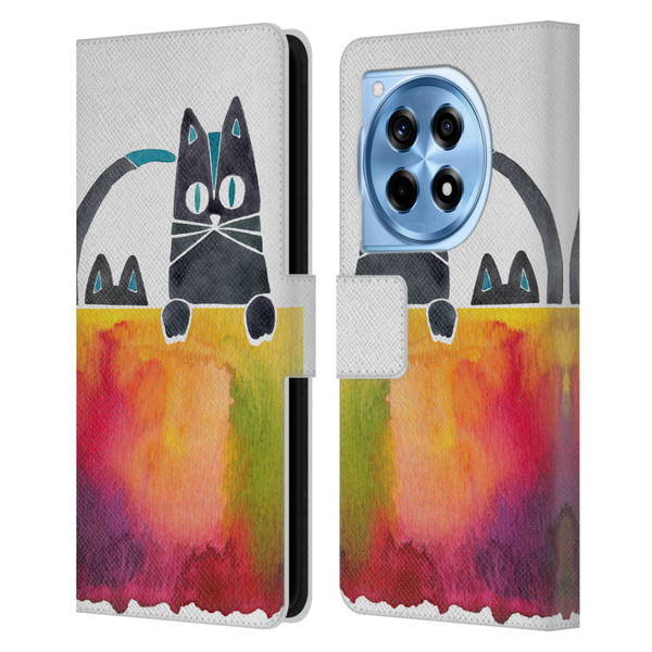 Cat Coquillette Animals 2 Cats Leather Book Wallet Case Cover For OnePlus 12R