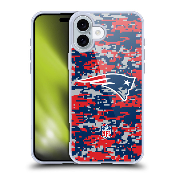 NFL New England Patriots Graphics Digital Camouflage Soft Gel Case for Apple iPhone 16 Plus