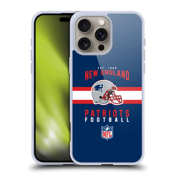 NFL New England Patriots Graphics Helmet Typography Soft Gel Case for Apple iPhone 16 Pro Max