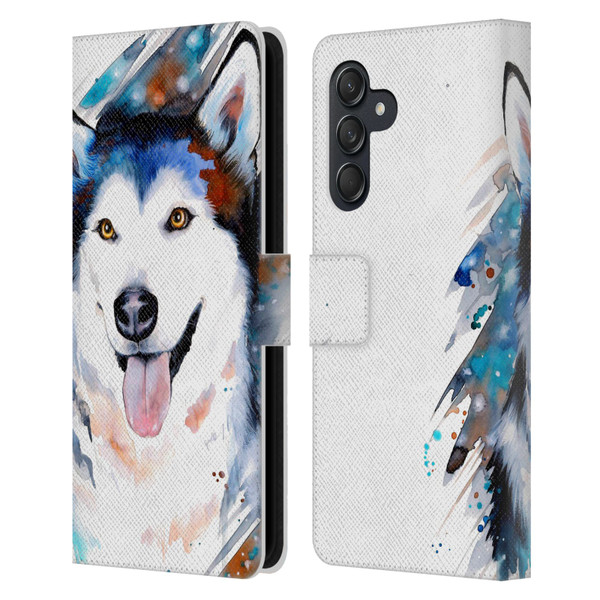Pixie Cold Animals Husky Leather Book Wallet Case Cover For Samsung Galaxy M55 5G