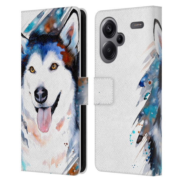 Pixie Cold Animals Husky Leather Book Wallet Case Cover For Xiaomi Redmi Note 13 Pro Plus 5G