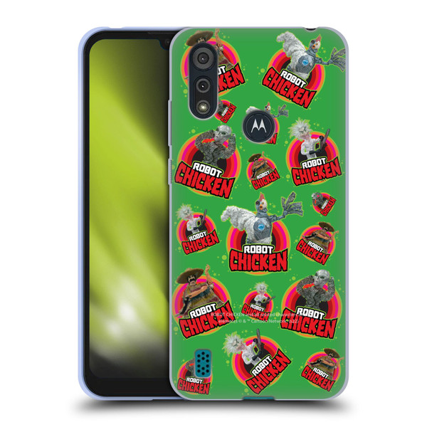 Robot Chicken Graphics Icons Soft Gel Case for Motorola Moto E6s (2020)