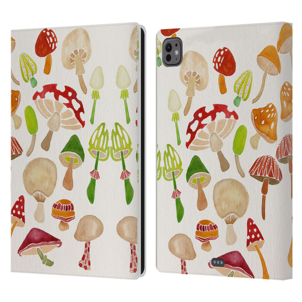 Cat Coquillette Nature Mushrooms Leather Book Wallet Case Cover For Apple iPad Pro 11 M4 2024