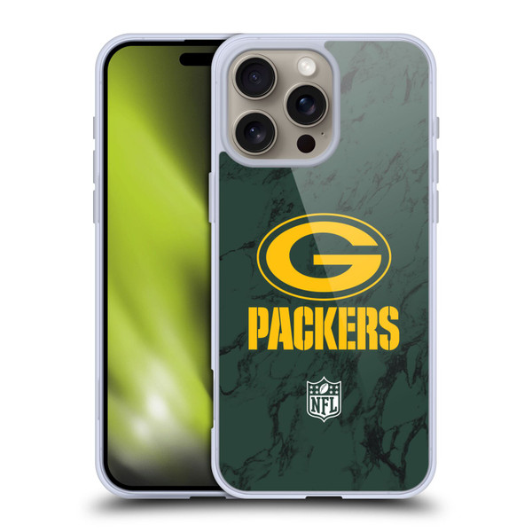 NFL Green Bay Packers Graphics Coloured Marble Soft Gel Case for Apple iPhone 16 Pro Max