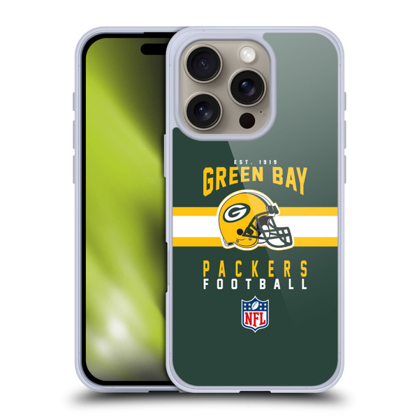 NFL Green Bay Packers Graphics Helmet Typography Soft Gel Case for Apple iPhone 16 Pro
