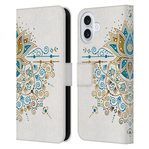 Cat Coquillette Patterns 6 Lotus Bloom Mandala 4 Leather Book Wallet Case Cover For Apple iPhone 16 Plus