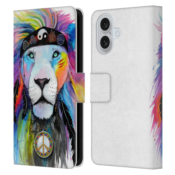 Pixie Cold Cats Hippy Lion Leather Book Wallet Case Cover For Apple iPhone 16