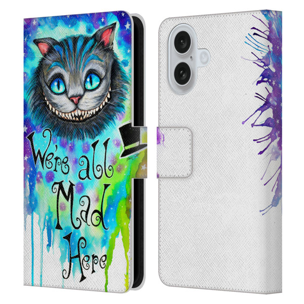Pixie Cold Cats We Are All Mad Here Leather Book Wallet Case Cover For Apple iPhone 16