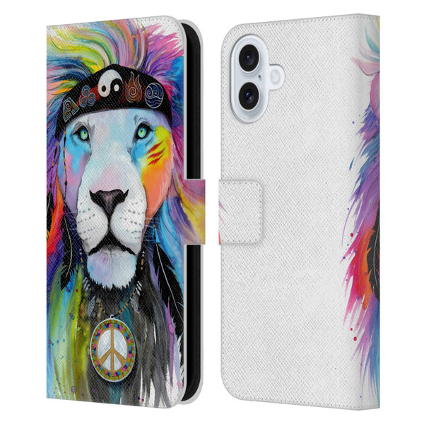 Pixie Cold Cats Hippy Lion Leather Book Wallet Case Cover For Apple iPhone 16 Plus
