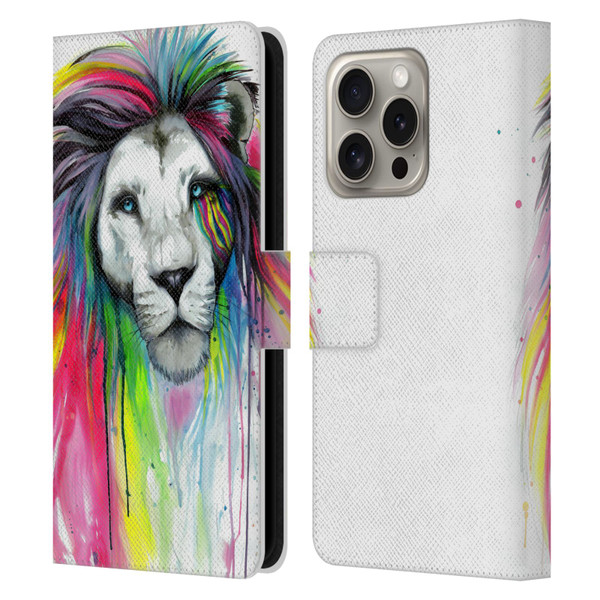 Pixie Cold Cats Rainbow Mane Leather Book Wallet Case Cover For Apple iPhone 16 Pro
