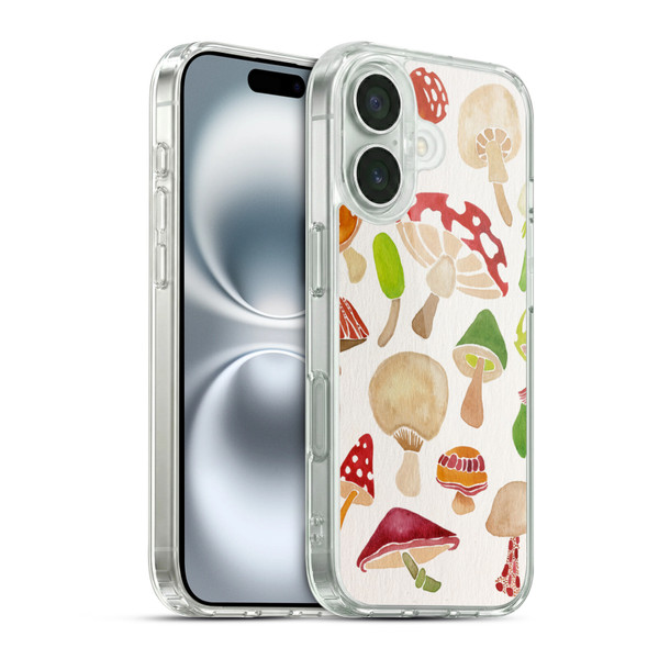 Cat Coquillette Nature Mushrooms Soft Gel Case for Apple iPhone 16 & MagSafe