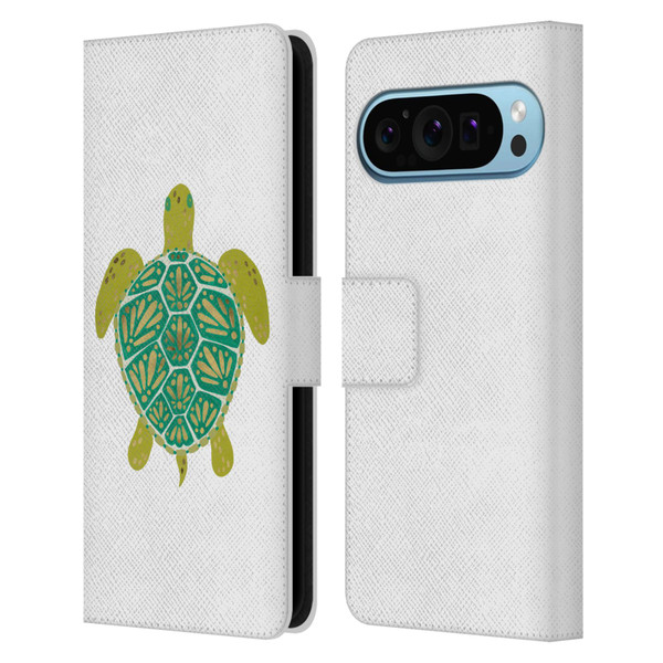Cat Coquillette Sea Turtle Green Leather Book Wallet Case Cover For Google Pixel 9 / Pixel 9 Pro