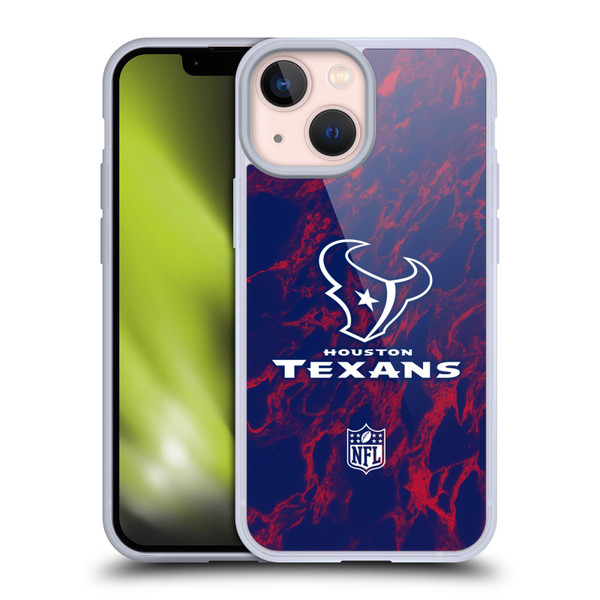 NFL Houston Texans Graphics Coloured Marble Soft Gel Case for Apple iPhone 13 Mini