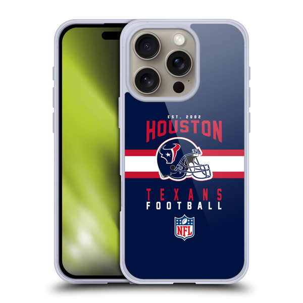 NFL Houston Texans Graphics Helmet Typography Soft Gel Case for Apple iPhone 16 Pro
