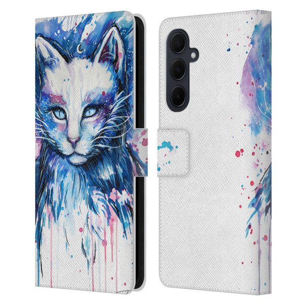 Pixie Cold Cats Space Leather Book Wallet Case Cover For Samsung Galaxy A35 5G
