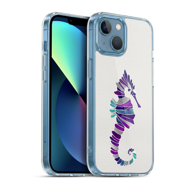 Cat Coquillette Sea Seahorse Purple Soft Gel Case for Apple iPhone 13 Mini & MagSafe
