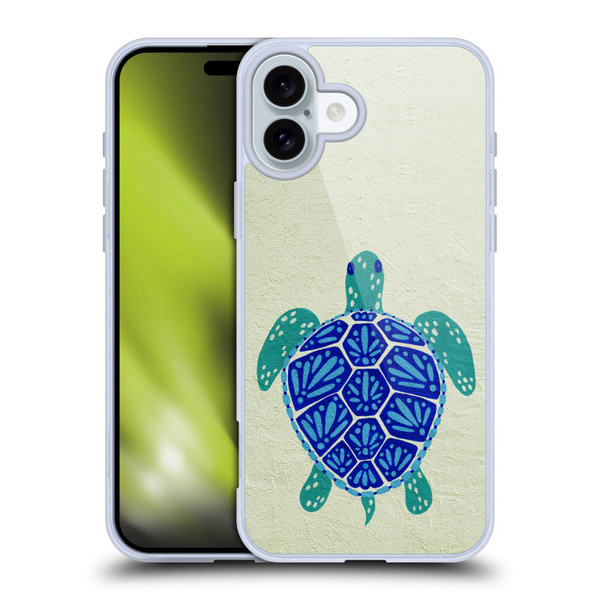 Cat Coquillette Sea Turtle Blue Soft Gel Case for Apple iPhone 16 Plus
