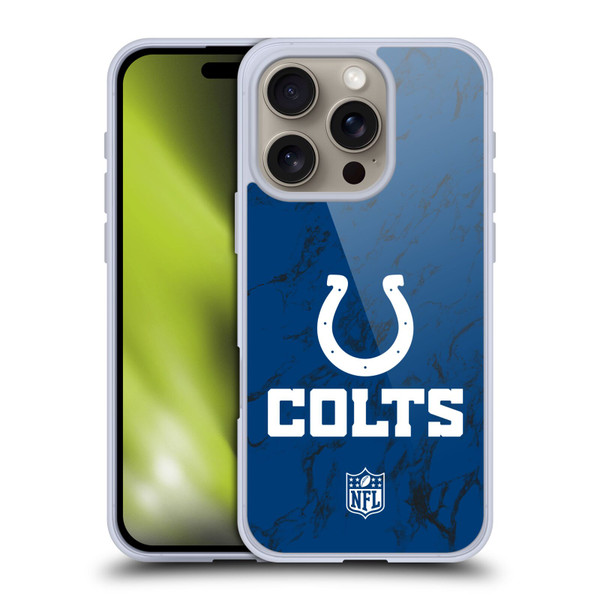 NFL Indianapolis Colts Graphics Coloured Marble Soft Gel Case for Apple iPhone 16 Pro