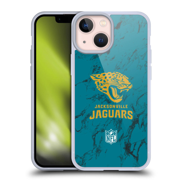 NFL Jacksonville Jaguars Graphics Coloured Marble Soft Gel Case for Apple iPhone 13 Mini