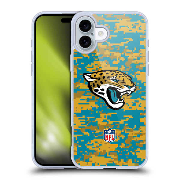 NFL Jacksonville Jaguars Graphics Digital Camouflage Soft Gel Case for Apple iPhone 16 Plus