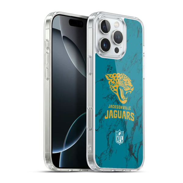NFL Jacksonville Jaguars Graphics Coloured Marble Soft Gel Case for Apple iPhone 16 Pro Max & MagSafe