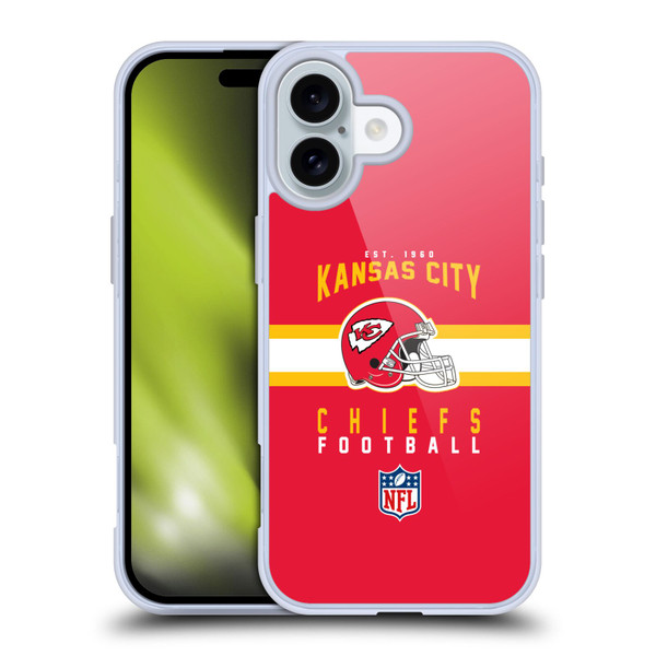 NFL Kansas City Chiefs Graphics Helmet Typography Soft Gel Case for Apple iPhone 16