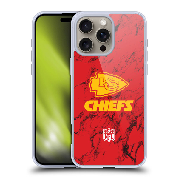 NFL Kansas City Chiefs Graphics Coloured Marble Soft Gel Case for Apple iPhone 16 Pro Max