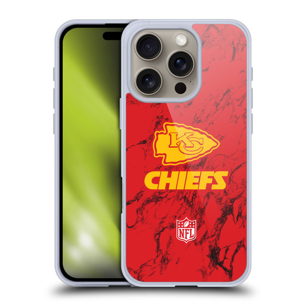 NFL Kansas City Chiefs Graphics Coloured Marble Soft Gel Case for Apple iPhone 16 Pro
