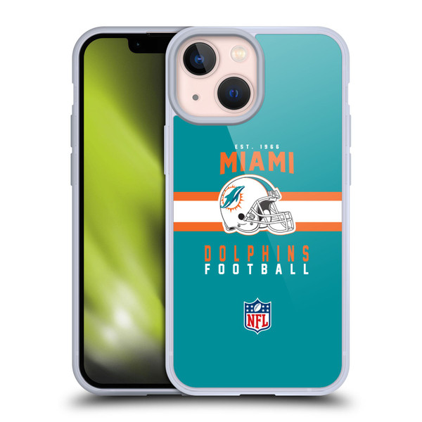 NFL Miami Dolphins Graphics Helmet Typography Soft Gel Case for Apple iPhone 13 Mini